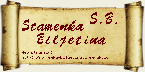 Stamenka Biljetina vizit kartica